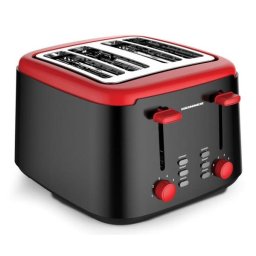 Prajitor de paine Heinner HTP-1450BKR, 4 felii, functii: decongelare, reincalzire si anulare, 7 niveluri, negru-rosu