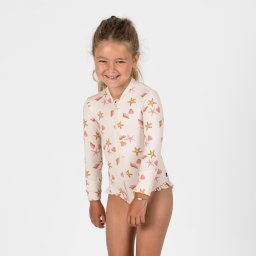 Costum întreg anti-UV cu mâneci lungi Izia Shell Alb Fete