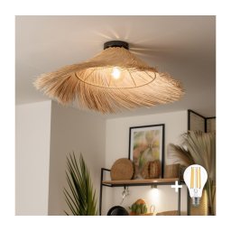 Brilagi - Lustră LED aplicată CERIA BOHO, 1x E27 (max. 40W), 230V, Ø 70 cm, ratan