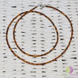 Colier ochi de tigru pietre micro fatetate 2mm si argint 925