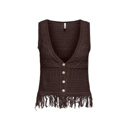 ONLY Sacou Onlalix Sl Fringe Waistcoat Knt 15364856 19-1106 TCX mole