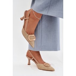 Sandale cu toc pentru femei cu element decorativ
