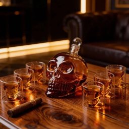 Set cadou Decantor sticla Craniu 1000ml cu 6 pahare Free Spirits