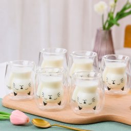 Set 6 Pahare cu Pereti Dubli Black Cat