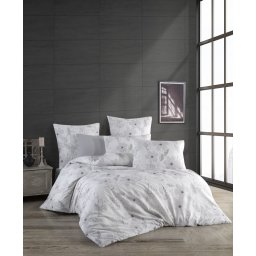Lenjerie de pat din bumbac 100%, dubla, cu 2 fete de perna, Valentini Bianco model Larissa