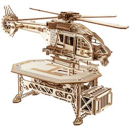 Puzzle 3D, electric, din lemn, Elicopter Thunder Chopper, 485 piese