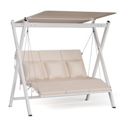 Blumfeldt Balansoar FlexiSwing Hollywood, 3 locuri, spătar reglabil + copertină, rezistent la intemperii (GDI17-FlexiSwing3-Be)