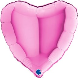 Balon folie inima roz metalizat 45cm