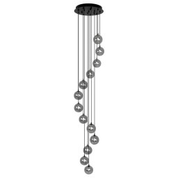 Candelabru Dori, 13xG9, D40cm, H220cm, metal negru, sticlă fumurie