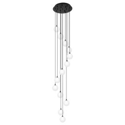 Candelabru Aspen, 13xG9, D40cm, H220cm, metal negru, sticlă albă