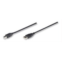 Cablu USB convertor Manhattan, A Male / B Male, 3 m, Negru