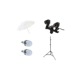 Starter kit lumini foto cu 2 becuri si umbrela de difuzie 84cm