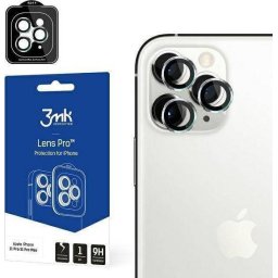 Protectie premium camera foto 3mk Lens Protection Pro pentru Apple iPhone 11 Pro / 11 Pro Max, Cadru aluminiu, Negru