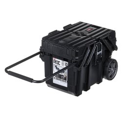 Cutie mobila cu roti pentru scule, policarbonat, 3 compartimente, 2 organizatoare, 6 cutii detasabile, Negru