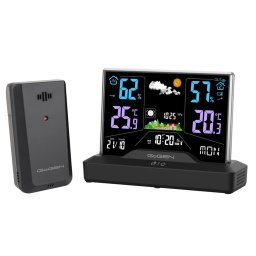 Statie meteo interior-exterior GoGEN ME2000, prognoza animata, LCD color, senzor temperatura, negru