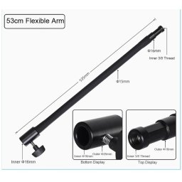 Brat flexibil pentru accesorii foto-video cu filet 3/8” (53cm)
