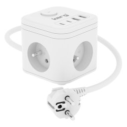 Prelungitor KERG SMART – 3-SOCKET POWER STRIP + USB-A+USB-C CHARGER 1.5M 3×1.5MM2 H05VV-F 16A/250V