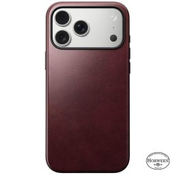 Husa piele Nomad Modern Leather Case Horween pentru iPhone 17 Pro Max, burgundy