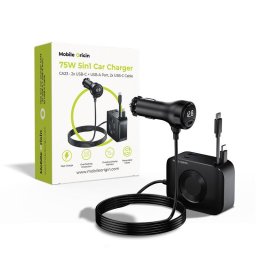 Cablu date/încărcare Mobile Origin auto CA23 5 in 1, 75W, 2x USB-C + USB-A + 2 cabluri USB-C, Universal