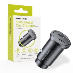 Incarcator auto metalic Mobile Origin CA13, 30W, 2x USB-C