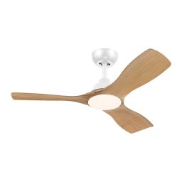 Philips Ventilator de tavan LED OLAS, dimabil, 24W/230V, Ø 106 cm, alb/maro + telecomandă