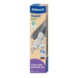 Roller Twist ECO, Grip Ergonomic, Ambidextru, 1 Rezerva Albastra Inclusa, Gri Deschis, in Cutie de Carton