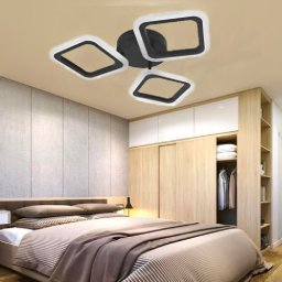 Lustra LED Pulsaris 40W cu 3 patrate, negru, lumina rece/calda/neutra