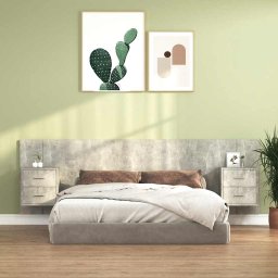 Tablie de pat cu dulapuri, gri beton, lemn prelucrat GartenMobel Dekor