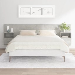 Tablie de pat cu dulapuri, gri beton, lemn prelucrat GartenMobel Dekor