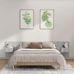 Tablie de pat cu dulapuri, gri beton, lemn prelucrat GartenMobel Dekor