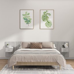 Tablie de pat cu dulapuri, gri sonoma, lemn prelucrat GartenMobel Dekor