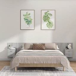 Tablie de pat cu dulapuri, gri sonoma, lemn prelucrat GartenMobel Dekor