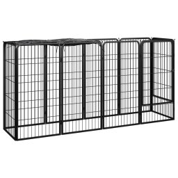 Tarc caini 10 panouri negru 50x100 cm otel vopsit electrostatic GartenMobel Dekor