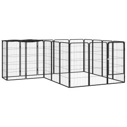 Tarc caini 18 panouri negru 50x100 cm otel vopsit electrostatic GartenMobel Dekor