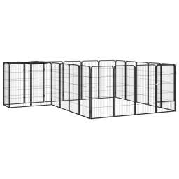 Tarc caini 22 panouri negru 50x100 cm otel vopsit electrostatic GartenMobel Dekor
