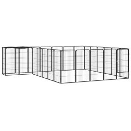 Tarc caini 26 panouri negru 50x100 cm otel vopsit electrostatic GartenMobel Dekor