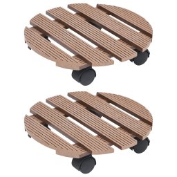 Suporturi de plante cu role, 2 buc., maro, Ø30x7,5 cm, WPC GartenMobel Dekor