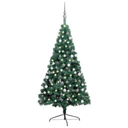 Jumatate brad Craciun artificial cu set globuri verde 180 cm GartenMobel Dekor