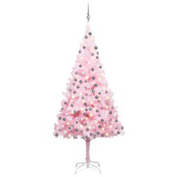 Brad Craciun pre-iluminat cu set globuri, roz, 210 cm, PVC GartenMobel Dekor