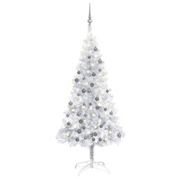 Brad Craciun pre-iluminat cu set globuri, argintiu, 120 cm, PET GartenMobel Dekor