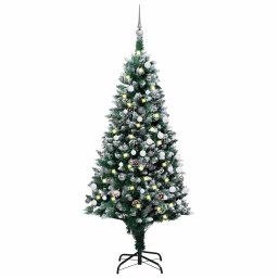 Brad Craciun artificial cu LED-uri/globuri/conuri pin, 180 cm GartenMobel Dekor