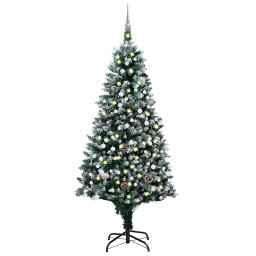 Brad Craciun artificial cu LED-uri/globuri/conuri pin, 240 cm GartenMobel Dekor
