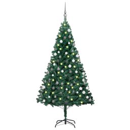 Brad Craciun pre-iluminat cu set globuri, verde, 150 cm, PVC GartenMobel Dekor