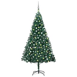 Brad Craciun artificial pre-iluminat, set globuri, verde 240 cm GartenMobel Dekor