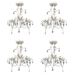 Candelabre suspendate de plafon cu cristale 4 buc. alb elegant GartenMobel Dekor