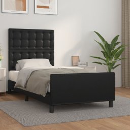 Cadru de pat cu tablie, negru, 100x200 cm, piele ecologica GartenMobel Dekor