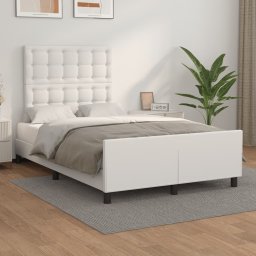 Cadru de pat cu tablie, alb, 120x200 cm, piele ecologica GartenMobel Dekor