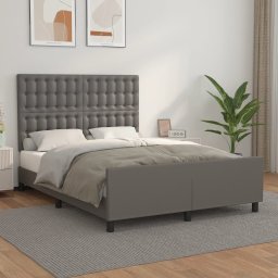 Cadru de pat cu tablie, gri, 140x190 cm, piele ecologica GartenMobel Dekor