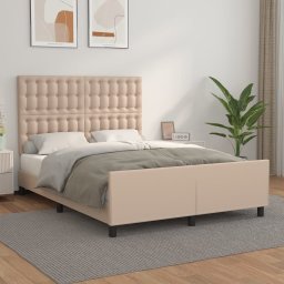 Cadru de pat cu tablie, cappuccino, 140x190 cm, piele ecologica GartenMobel Dekor