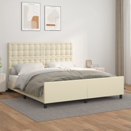 Cadru de pat cu tablie, crem, 160x200 cm, piele ecologica GartenMobel Dekor
